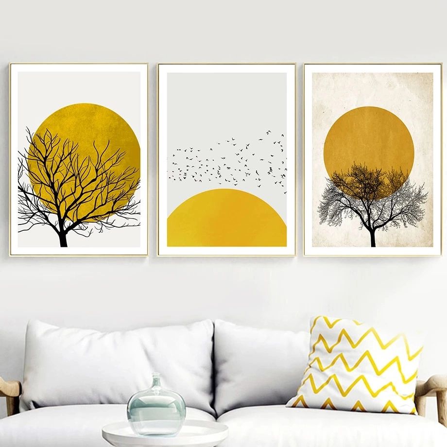 Best And Newest Minimalist Wall Art Regarding Abstract Tree Sun Minimalist Wall Art Canvas Painting Nordic Posters And  Prints Wall Pictures For Living Room Scandinavian Decor – Painting &  Calligraphy – Aliexpress (View 4 of 15)