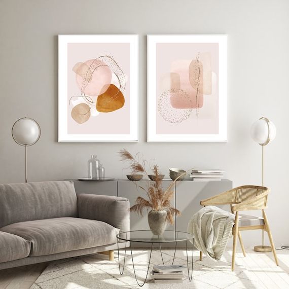Best And Newest Pink Gold Cream & Orange Wall Art / Abstract Wall Art / – Etsy Italia In Cream Wall Art (Photo 1 of 15)