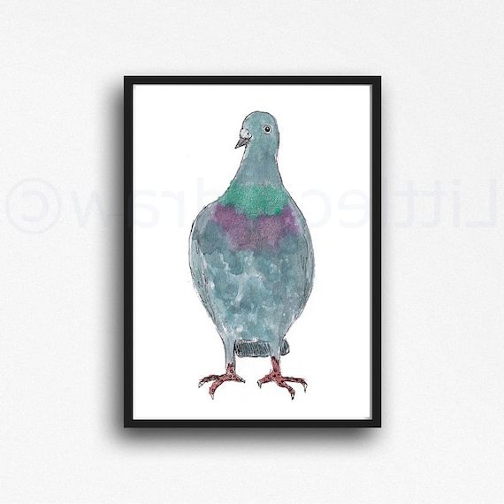 Bird Print Pigeon Watercolor Painting Print Cute Pigeon Bird – Etsy Italia With Newest Pigeon Wall Art (View 5 of 15)