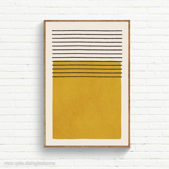 Black Lines & Mustard Color Block Wall Art Impression Simple – Etsy France Within Most Recently Released Color Block Wall Art (View 2 of 15)