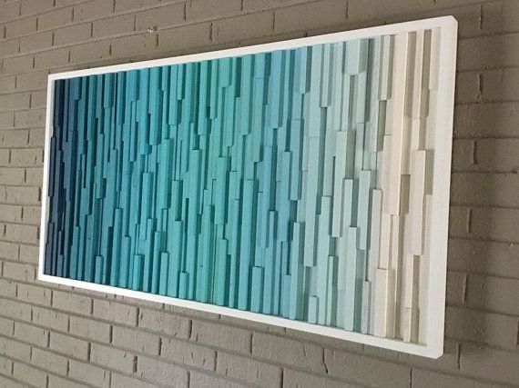 Blue Wood Wall Art Pertaining To Most Recently Released Transcending Color Works /mist/wood Wall Art Modern Wood Art – Etsy (Photo 1 of 15)