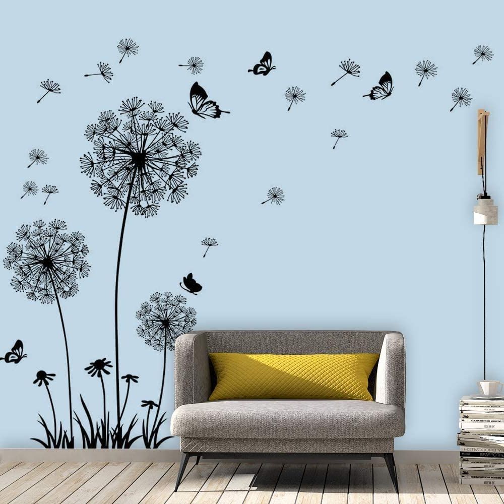 Buy Supzone Dandelion Wall Stickers Flower Wall Decals Butterflies Flying  Wall Decors Wall Art Stickers For Bedroom Living Room Sofa Backdrop Tv Wall  Decoration Online At Lowest Price In Japan (View 13 of 15)
