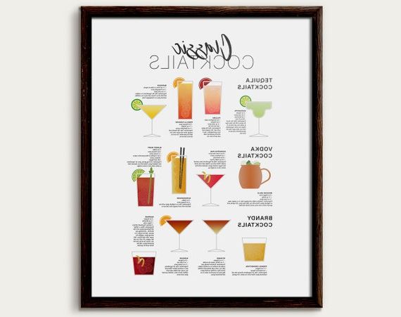 Cocktails Wall Art In Popular Cocktail Recette Wall Art Cocktails Classiques Imprimer – Etsy France (View 2 of 15)