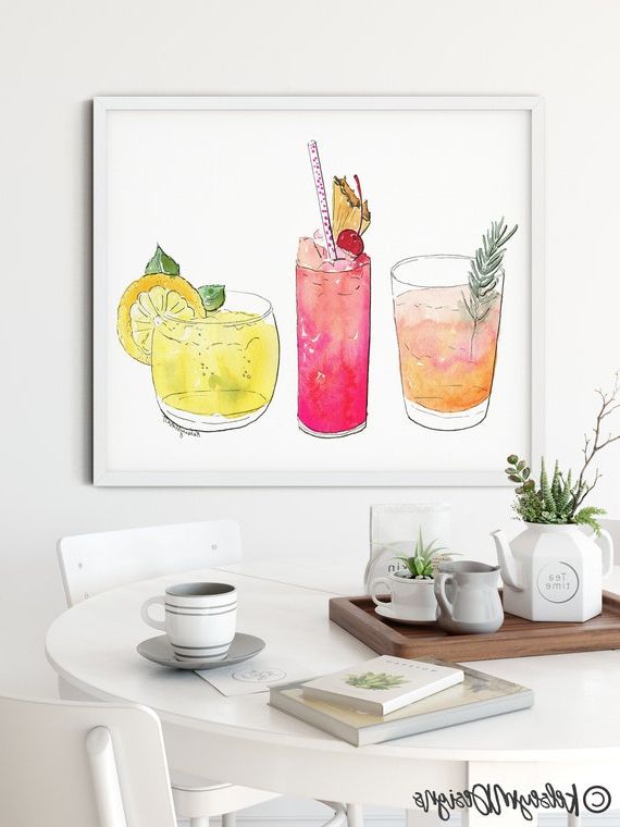 Cocktails Wall Art Pertaining To Preferred Cocktail Wall Art Summer Drink Decor Bar Cart Decor – Etsy France (View 6 of 15)