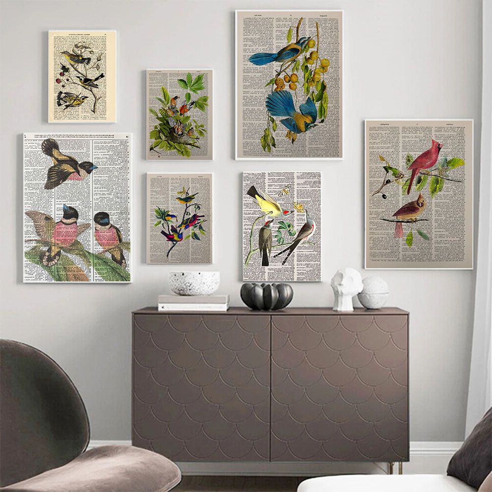 Colorful Branching Wall Art Within Most Current Colorful Birds On Branches Canvas Wall Art Painting Posters&print Picture  Decor (View 12 of 15)
