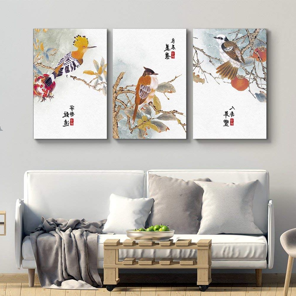 Colorful Branching Wall Art Within Preferred Wall26 3 Panel Colorful Birds Sitting On Branches In The Fall With Chinese  Writing Watercolor Art Gallery – Canvas Art Wall Decor – 24"x36" X 3 Panels  – Walmart (View 15 of 15)