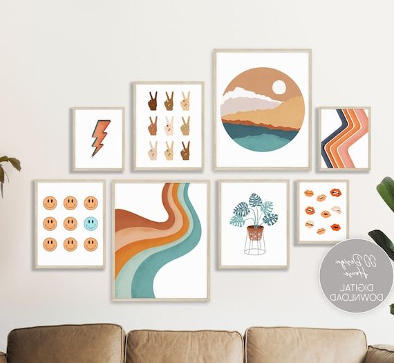 Colorful Wall Art Gallery Wall Set Retro Prints Wall Art – Etsy France With Regard To Most Popular Retro Wall Art (View 1 of 15)