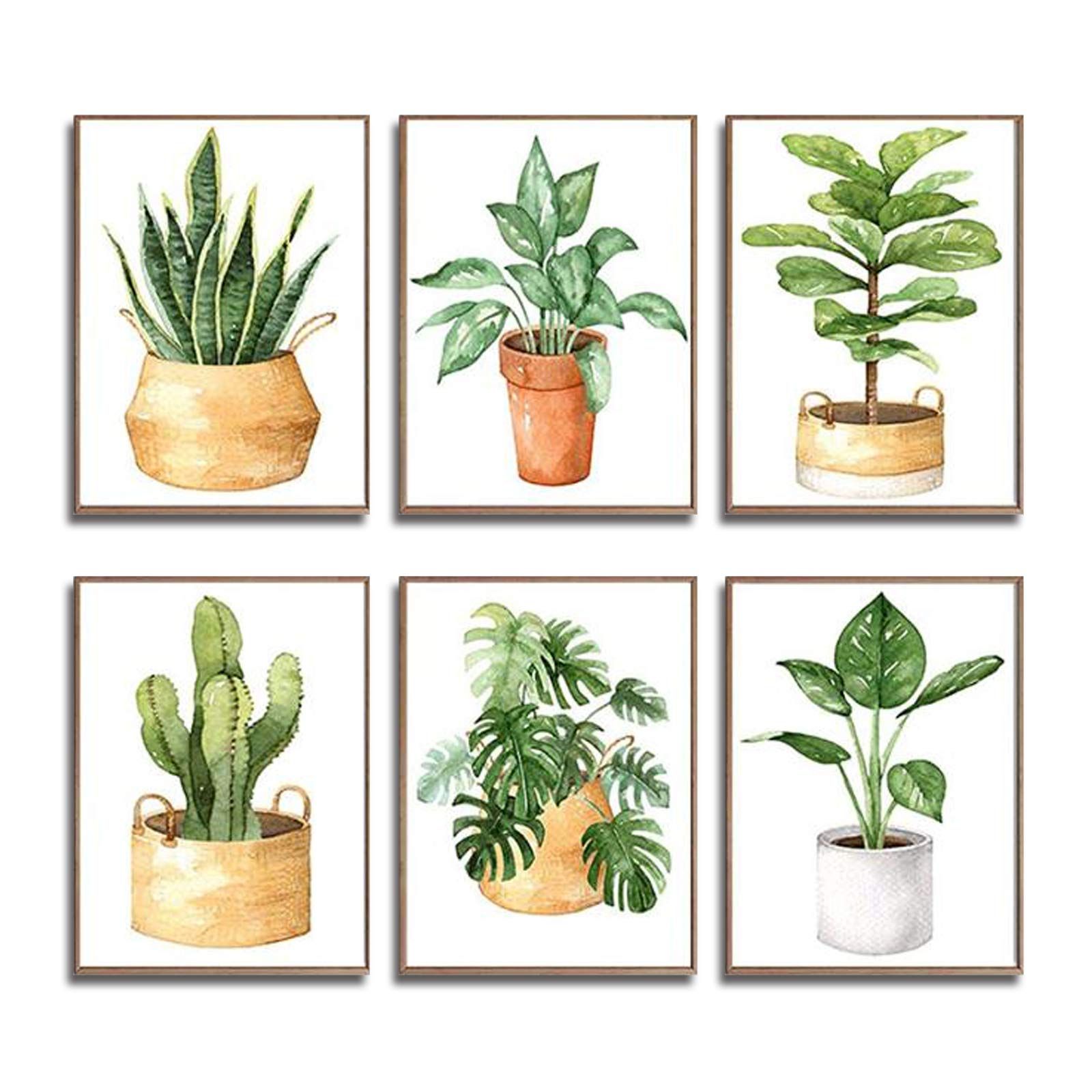 Current Inner Garden Wall Art Intended For Amazon: Imagitek Set Of 6 Unframed Watercolor House Plant Wall Art  Prints, Monstera Leaf Wall Art, Cactus Wall Art, Greenery Poster, Indoor  Garden Art Print Gallery Wall Decor (8" X 10"): Posters (View 7 of 15)