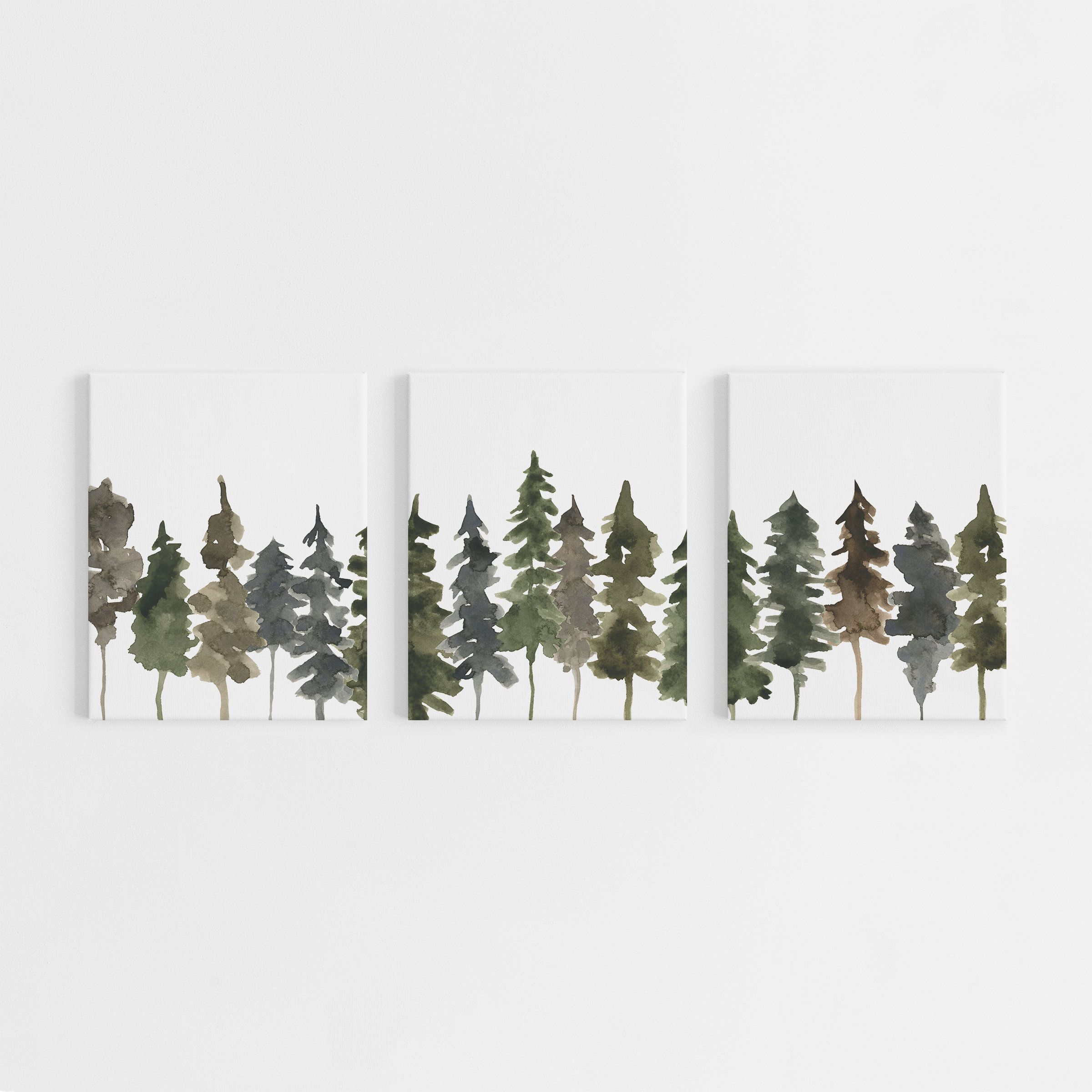 Current Pine Forest Wall Art Throughout Pine Tree Art Scandinavian Wall Decor Forest Aquarelle – Etsy France (View 3 of 15)
