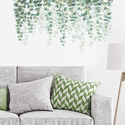 Decalmile Hanging Vine Wall Decals Green Eucalyptus Leaves Wall Stickers  Bedroom Living Room Sofa Tv Background Wall Art Decor (wide: 100 Cm) :  Amazon.co (View 11 of 15)