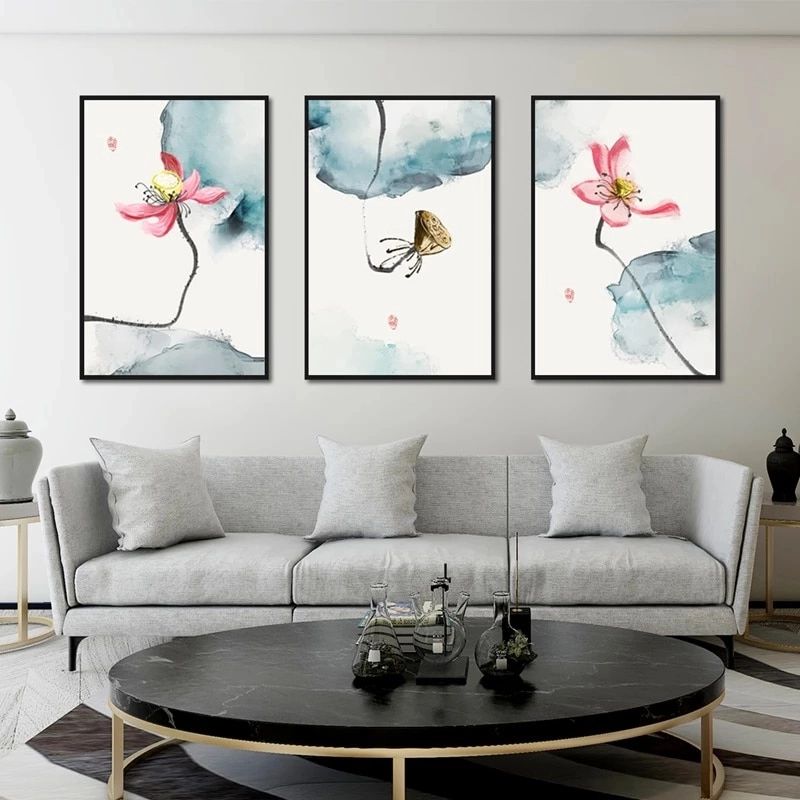 Elegant Wall Art Throughout Newest Pink Lotus Poster Chinese Style Elegant Canvas Flower Wall Art Hd Print  Painting Home Decoration For Gallery Living Room – Painting & Calligraphy –  Aliexpress (View 8 of 15)