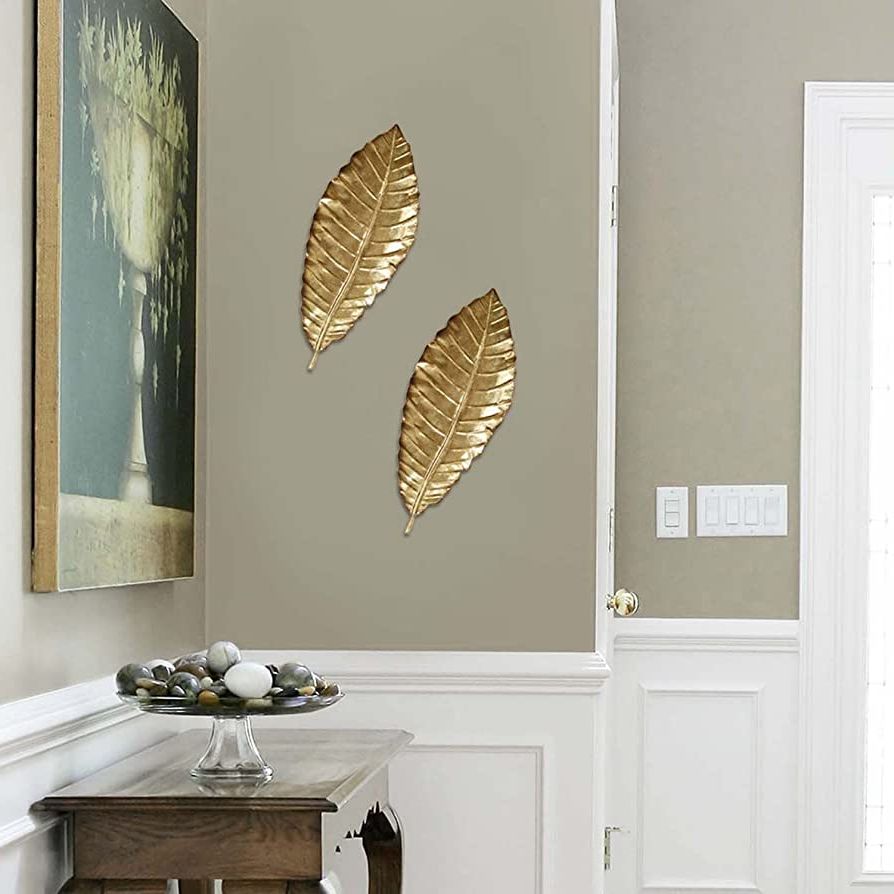 Elegant Wall Art With Regard To 2017 Amazon: Stratton Home Decor Elegant Leaf Decor Wall Décor, Gold : Home  & Kitchen (View 11 of 15)