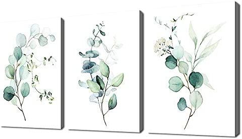 Eucalyptus Leaves Wall Art With Most Recently Released Amazon: Green Leaf Wall Art Bathroom Wall Decor Eucalyptus Canvas  Pictures Watercolor Modern Bohemia Botanical Canvas Artwork Conemporary  Minimalism Canvas Art Prints For Bedroom Living Room Wall Decor 12" X 16" X (View 13 of 15)