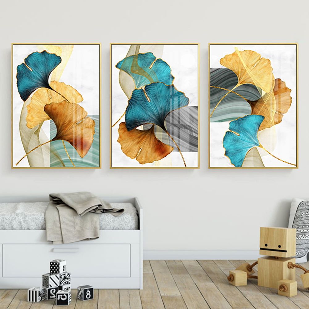 Famous Abstract Plant Wall Art Throughout Visland Abstract Plant Canvas Painting, Ginkgo Biloba Leaf Drawing Poster Wall  Art Painting Modern Picture Living Room Decor, Frameless – Walmart (View 13 of 15)