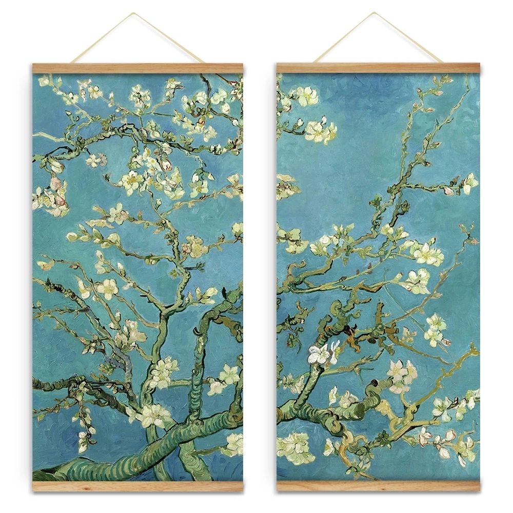 Famous Almond Blossoms Wall Art Intended For 2 Pcs Impressionnisme Vincent Van Gogh Almond Blossom Fleurs Arbres  Décoration Wall Art Photos Toile En Bois Défilement Peintures (Photo 5 of 15)