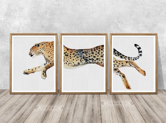 Famous Cheetah Print Set Of 3 Cheetah Art Cheetah Wall Art Big Cat – Etsy Inside Cheetah Wall Art (Photo 1 of 15)