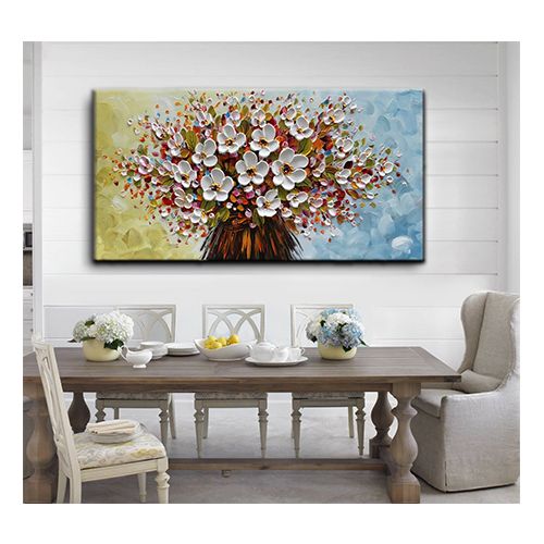Famous Oil Painting Wall Art Hand Painted White Flower Wall Decor – Cp Canvas  Painting Online Intended For Oil Painting Wall Art (View 9 of 15)
