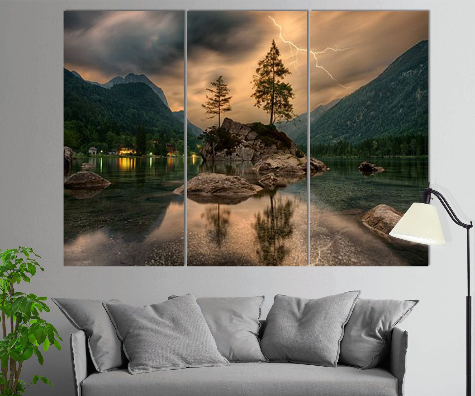 Famous Thunderstorm Over Mountain Lake Canvas Print Storm Wall Art – Etsy Israel Pertaining To Mountain Lake Wall Art (View 13 of 15)