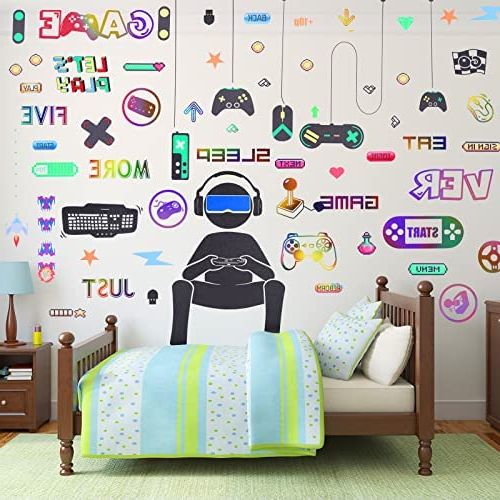 Fashionable Amazon: 56 Pieces Gamer Wall Decals Gamer Wall Sticker Gaming  Controller Joystick Wall Decals Removable Video Games Wall Stickers Game  Boy Wall Art For Kids Men Bedroom Playroom Decoration (colorful) : Baby For Games Wall Art (View 1 of 15)