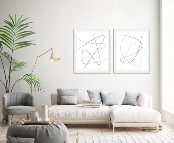 Fashionable Gallery Wall Set Lines Poster Wall Art Set Of Two Line – Etsy Italia With Regard To Lines Wall Art (View 9 of 15)