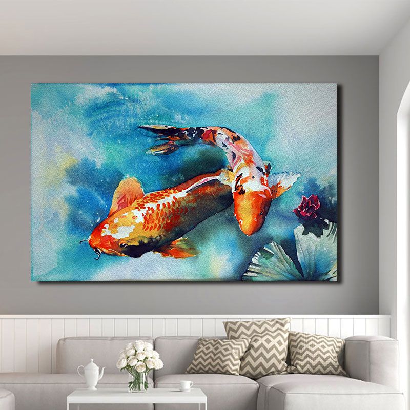 Fashionable Koi Wall Art Throughout Modern Chinese Style Canvas Painting Wall Art Lucky Fish Koi Animal Posters  And Prints Nine Fish For Home Decoration Cuadros – Painting & Calligraphy –  Aliexpress (View 14 of 15)