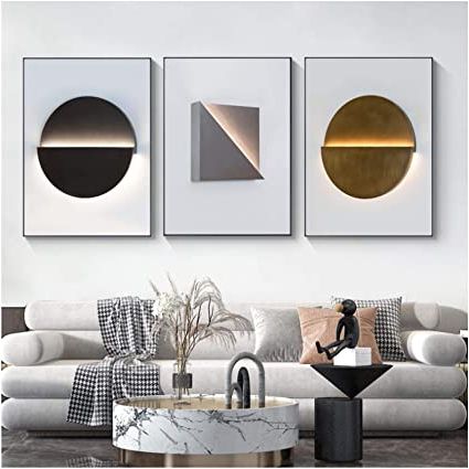 Fashionable Modern Pattern Wall Art For Yangyue Abstract Misplaced Geometric Pattern Canvas Painting Wall Art  Poster And Prints Picture Living Room Home Modern Decor (60x80cm)×3pcs  Senza Cornice : Amazon (View 14 of 15)