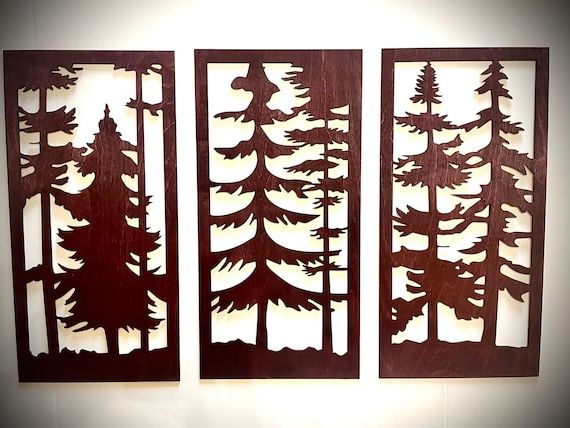 Fashionable Pine Forest Wall Art With Regard To Art Mural Pine Tree Forest 3 Panneaux Disponibles En 12 – Etsy France (View 7 of 15)