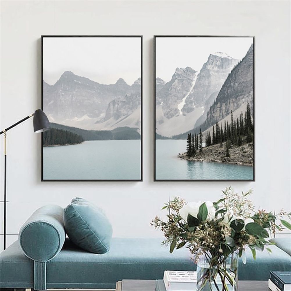 Favorite Mountain Lake Wall Art With Regard To Spring Park Mountain Lake Wall Art Canvas Poster Nordic Landscape Print  Living Room Decor – Walmart (View 15 of 15)