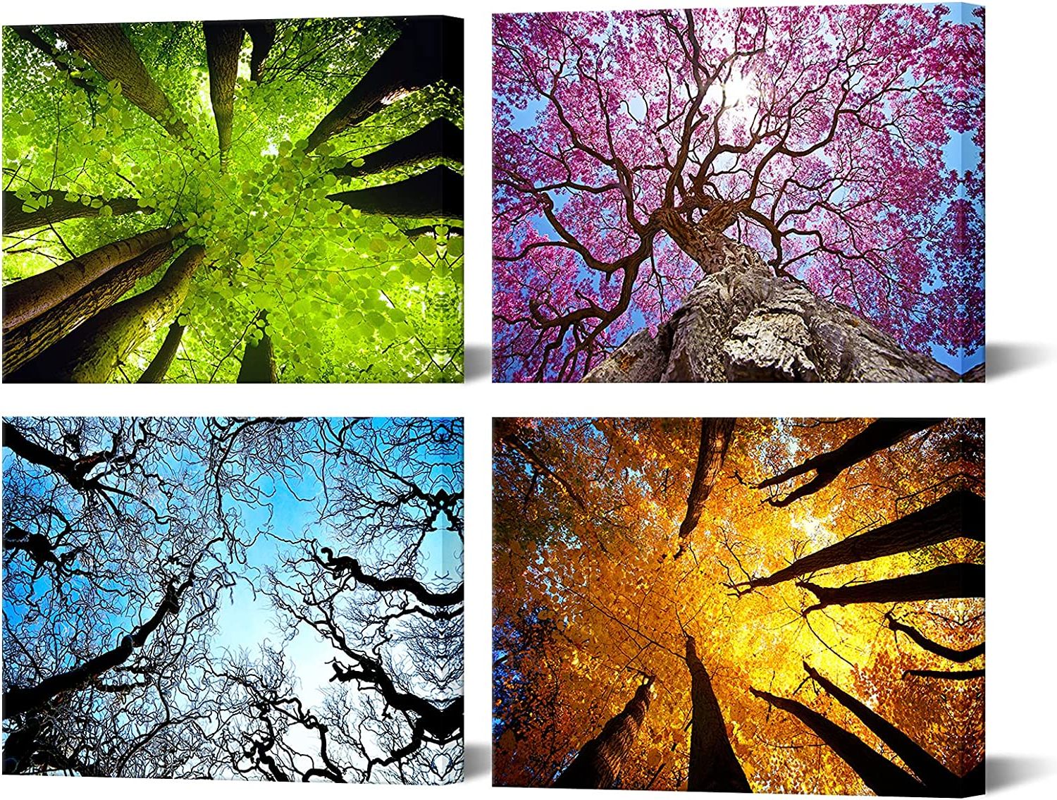Favorite Nachic Wall 4 Piece Canvas Wall Art Spring Summer Autumn Winter Four  Seasons Tree Forest Picture Painting Nature Landscape Artwork Giclee Print  Gallery Wrap For Bedroom Bathroom Decor 12x16inchx4pcs : Amazon (View 14 of 15)