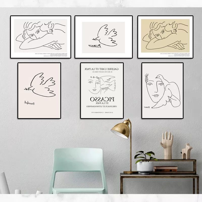 Favorite Pigeon Wall Art Inside Picasso Matisse Girl Pigeon Line Drawing Wall Art Pictures Canvas Painting  Poster E Stampe Abstract Home Decoration – Aliexpress Casa E Giardino (View 8 of 15)