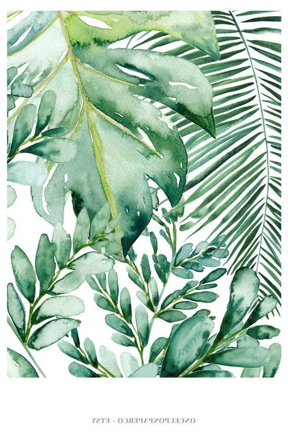 Feuille De Bananier, Art De La Feuille, Feuille Palmier Throughout Tropical Leaves Wall Art (View 2 of 15)