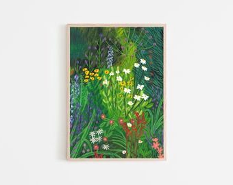 Flower Garden Wall Art With 2017 A4 A3 Wild Flower Garden Giclee Fine Art Print Flower – Etsy France (View 13 of 15)