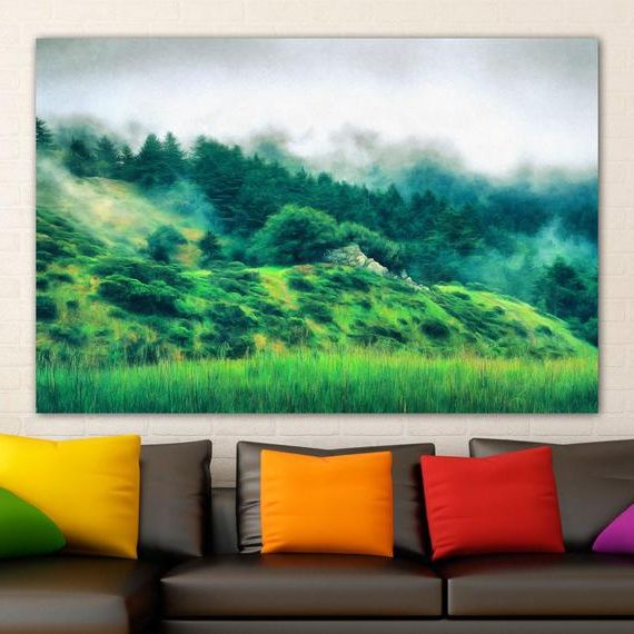Forest Wall Art With Famous Forest Canvas, Forest Large Wall Art, Forest Poster, Green Forest Print,  Forest Landscape Painting, Forest Picture, Forest Room Decor – Printbro (View 14 of 15)
