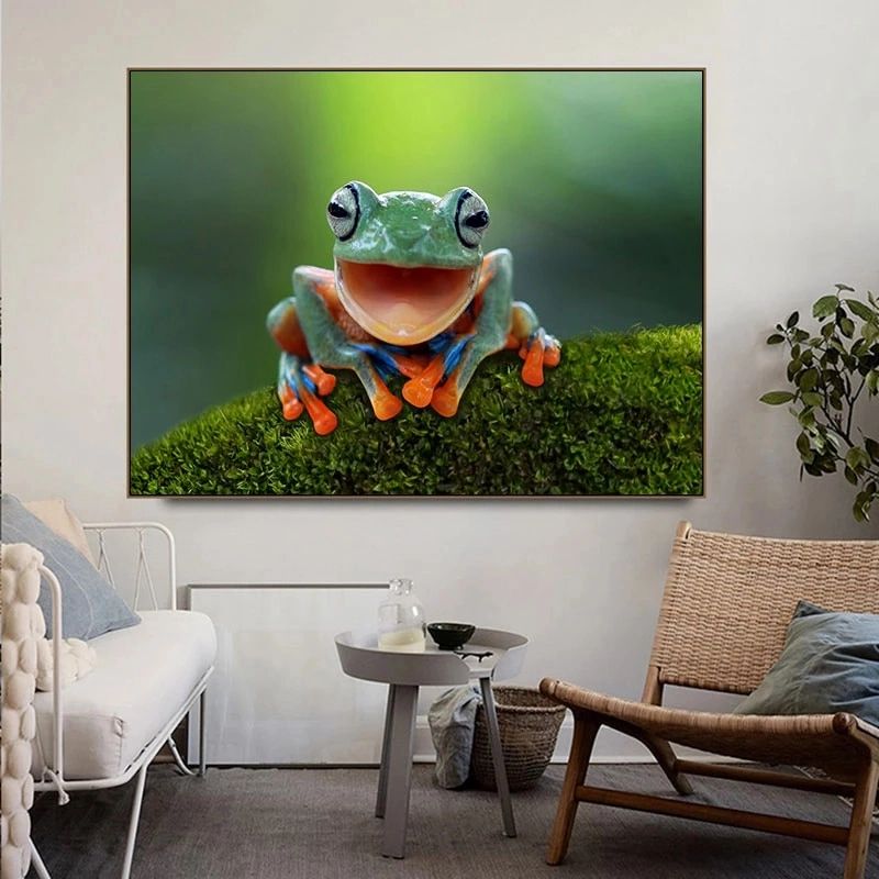 Funny Frog Wall Art Pictures Smile Frogs Painting On Canvas Leaves Animal  Posters And Prints For Living Room Home Decor Cuadros – Painting &  Calligraphy – Aliexpress Pertaining To Popular Frog Wall Art (View 6 of 15)