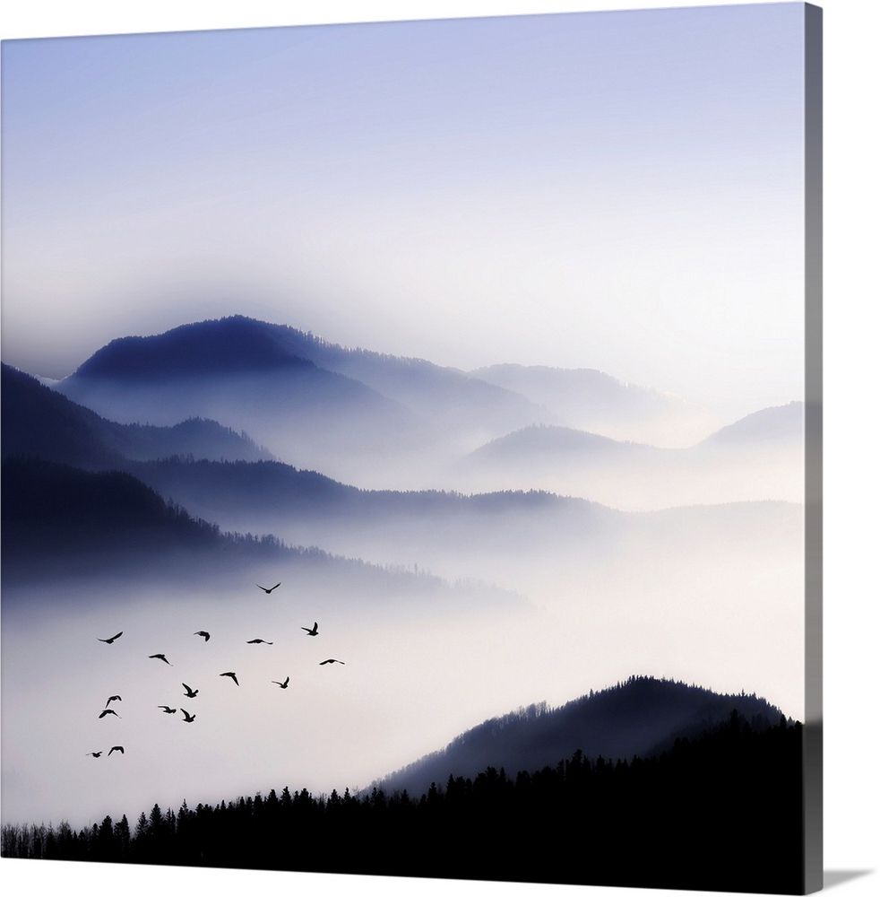 Great Big Canvas With Well Known Mountains In The Fog Wall Art (View 11 of 15)