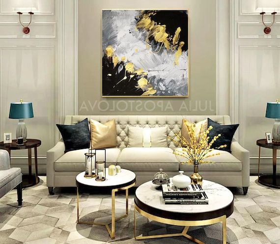 Grey Gold Black Art Elegant Wall Art For Livingroom Textured – Etsy With Regard To 2018 Elegant Wall Art (View 3 of 15)