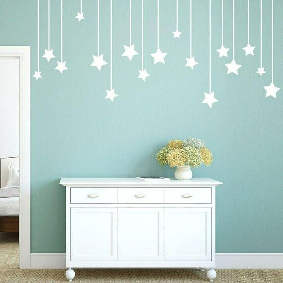 Hanging Stars Wall Art Adesivi Stella Pendente Vinile Decal – Etsy Italia Within Most Up To Date Stars Wall Art (View 6 of 15)