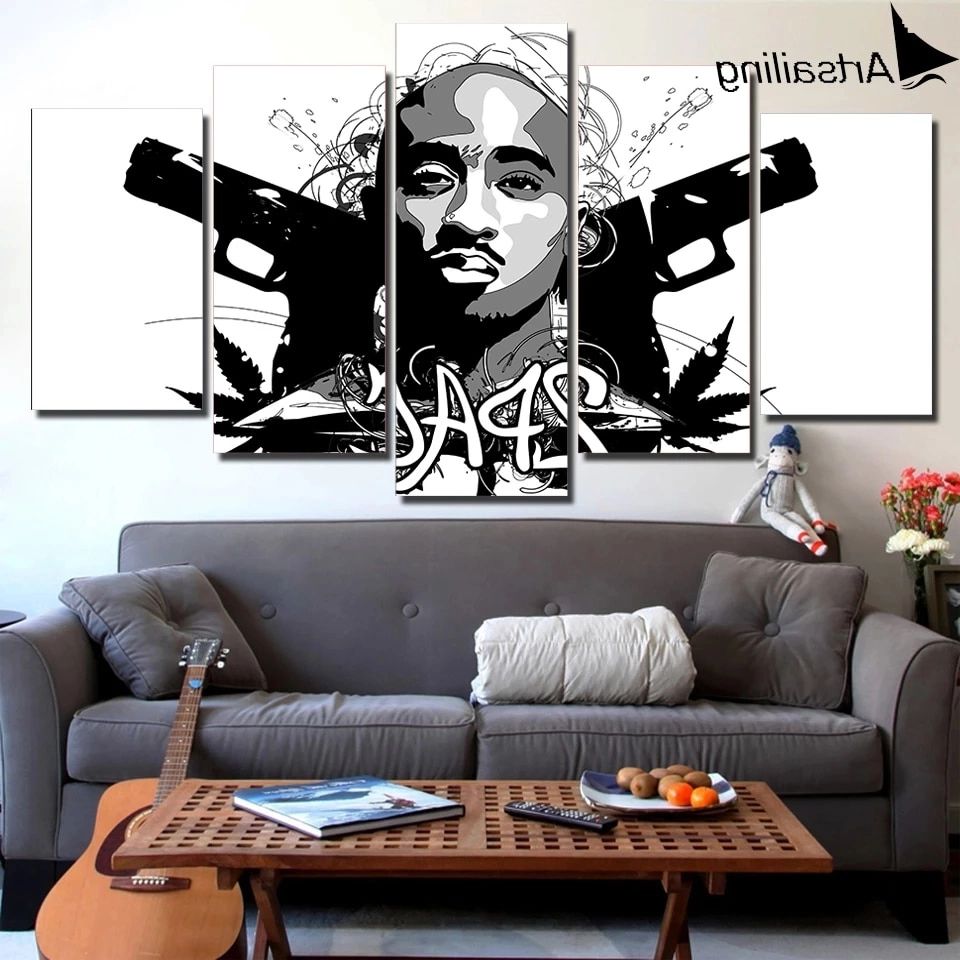 Hd Printed 5 Piece Canvas Art Rap Hip Hop Rapper Singer Painting Wall  Pictures For Living Room Music Poster – Painting & Calligraphy – Aliexpress With Regard To Famous Hip Hop Design Wall Art (Photo 8 of 15)
