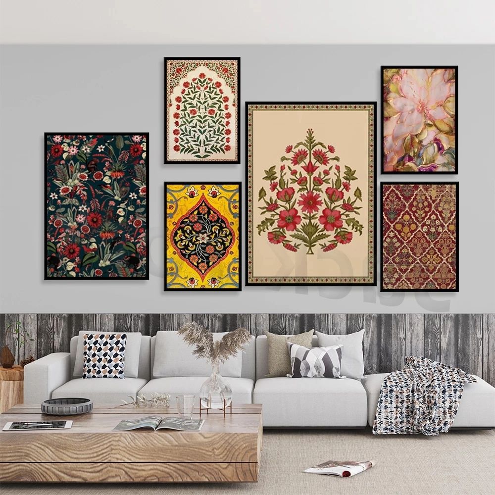 Indian Art, Floral Prints, Living Room Decor,printable,indian Vintage  Fabric Decor, Printables, Pichwai, Poster, Wall Art, Paint – Painting &  Calligraphy – Aliexpress Pertaining To Favorite Indian Wall Art (View 10 of 15)