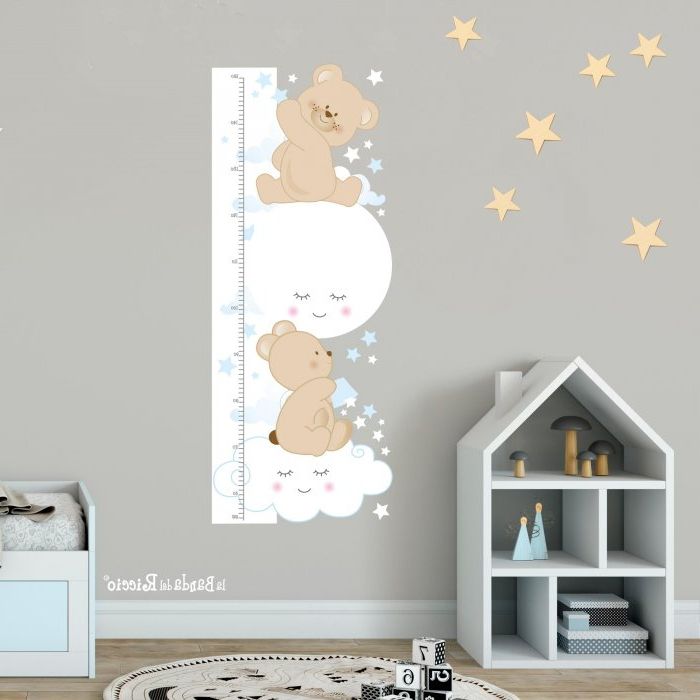 Kids Growth Chart Stars And Wishes, Wall Decal Kids Height Chart With Regard To Recent Stars Wall Art (View 11 of 15)