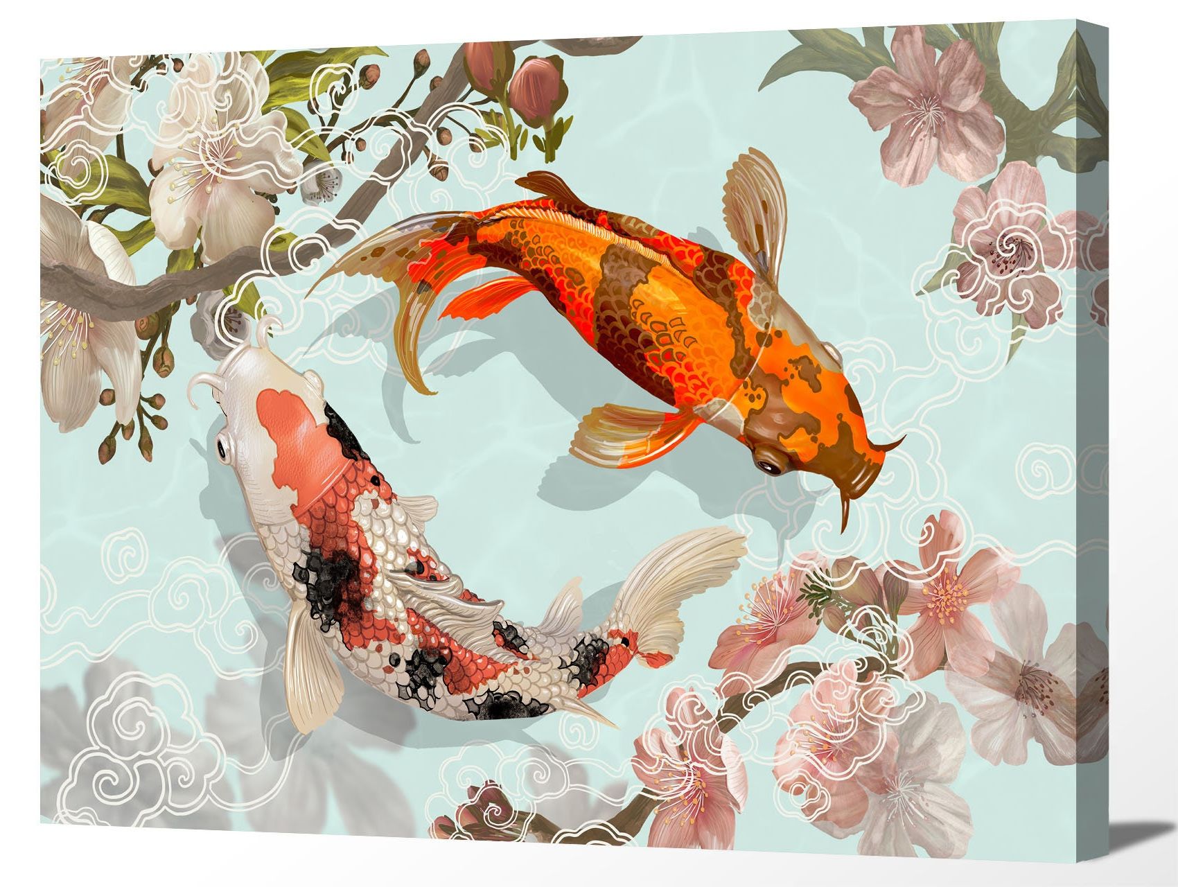 Koi Wall Art Inside Latest Large Wall Art Koi Fish Painting Asian Feng Shui Japanese – Etsy (View 1 of 15)