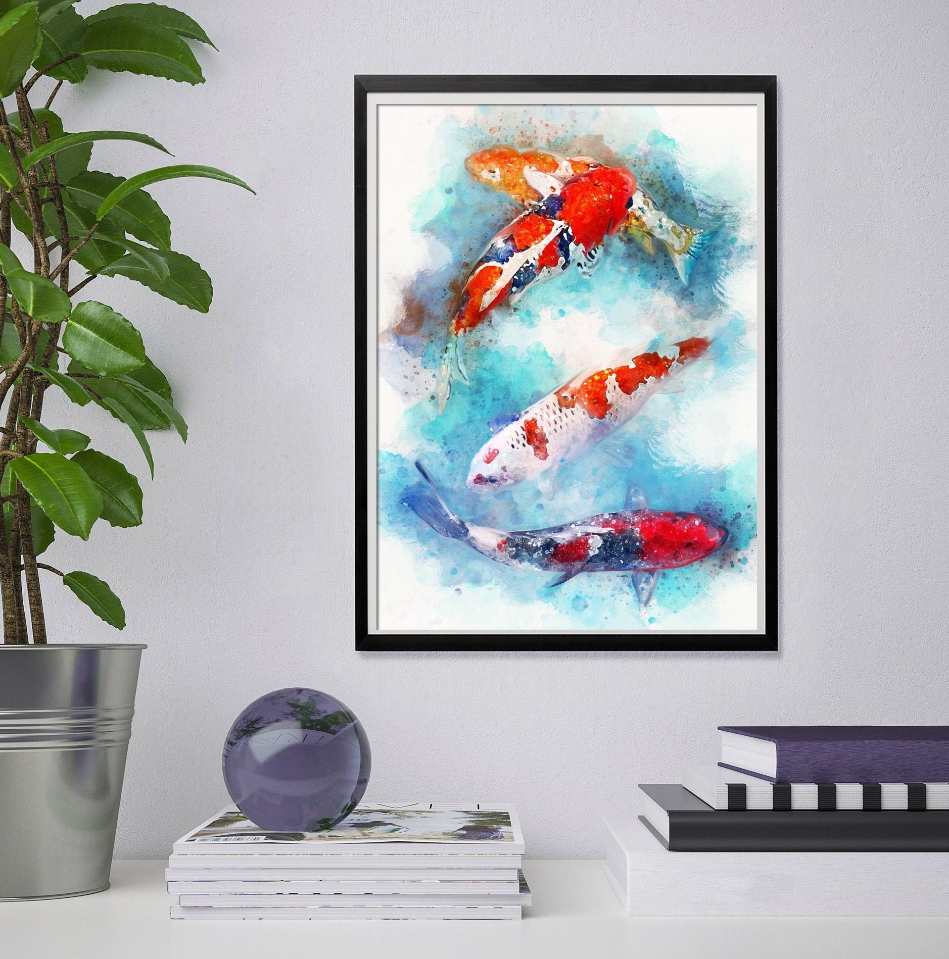 Koi Wall Art Within Popular Koi Fish Painting Print Japanese Carp Wall Art Pond Fish – Etsy (View 2 of 15)
