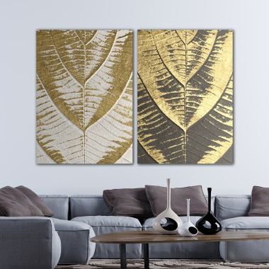 Latest Abstract Pattern Wall Art Intended For Abstract Canvas Print, Gold And Black, Modern Wall Decor, Leaf Pattern  Painting, Abstract Wall Decor, Home Wall Decoration, 2 Piece Set (View 15 of 15)