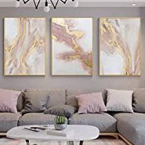Latest Amazon: Pink Abstract Canvas Wall Art For Living Room Large Gold  Abstract Painting Water Flow Shape For Bedroom Modern Home Decor Ready To  Hang 28x60 Inches : Everything Else Inside Abstract Flow Wall Art (View 15 of 15)