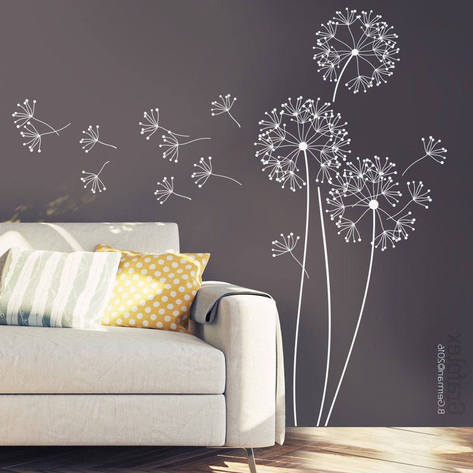 Latest Flying Dandelion Wall Art Pertaining To Wall Decal Dandelion With Flying Seeds 151 Cm High Dandelion – Etsy (View 7 of 15)