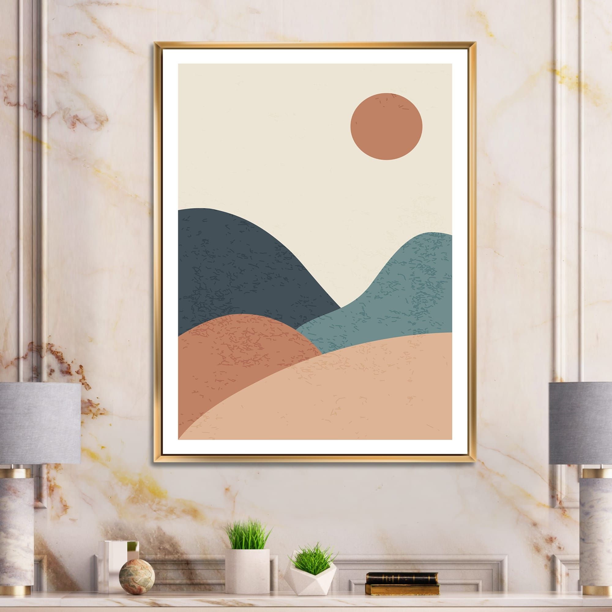 Latest Minimalist Landscape Wall Art Inside Designart 'vintage Minimalist Landscape With Lake At Sunset' Modern Framed  Canvas Wall Art Print – Overstock –  (View 9 of 15)