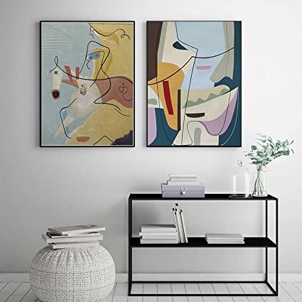 Line Abstract Wall Art Regarding Most Popular Picasso Famous Abstract Painting Line Art Canvas Poster Stampe Minimalista Wall  Art Pictures Living Room Home Decor 42x60cmx2pcs Senza Cornice : Amazon.it:  Casa E Cucina (Photo 3 of 15)