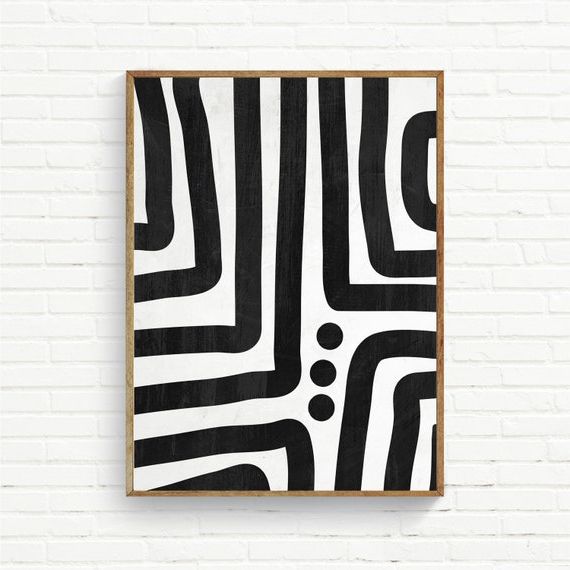 Lines Wall Art Throughout Most Recent Black & White Bold Lines Wall Art Arte Murale Moderna – Etsy Italia (View 4 of 15)