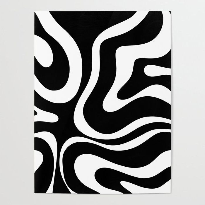 Liquid Swirl Wall Art Throughout Current Modern Retro Liquid Swirl Abstract Pattern In Black And White Art Poster Kierkegaard Design Studio  … In  (View 4 of 15)