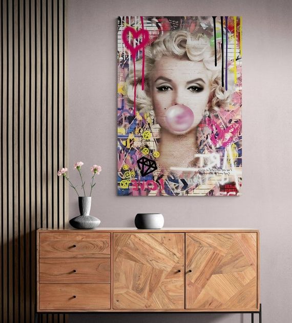 Marilyn Monroe Wall Decoration Monroe Pink Bubble Gum Poster – Etsy Within Well Known Bubble Gum Wood Wall Art (Photo 6 of 15)